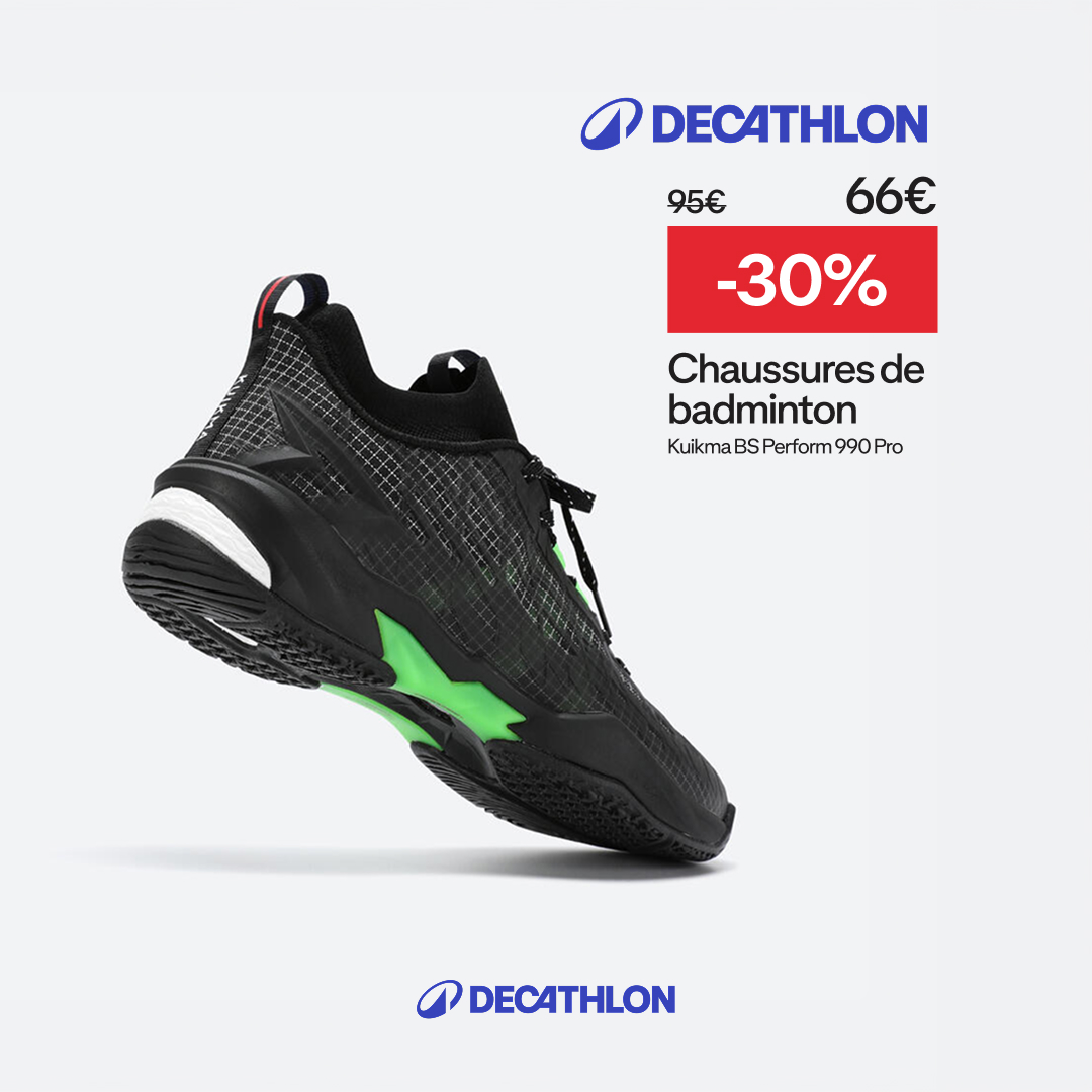 Decathlon - Badminton Facebook ad: Jusqu'à -50% sur le Badminton chez Decathlon