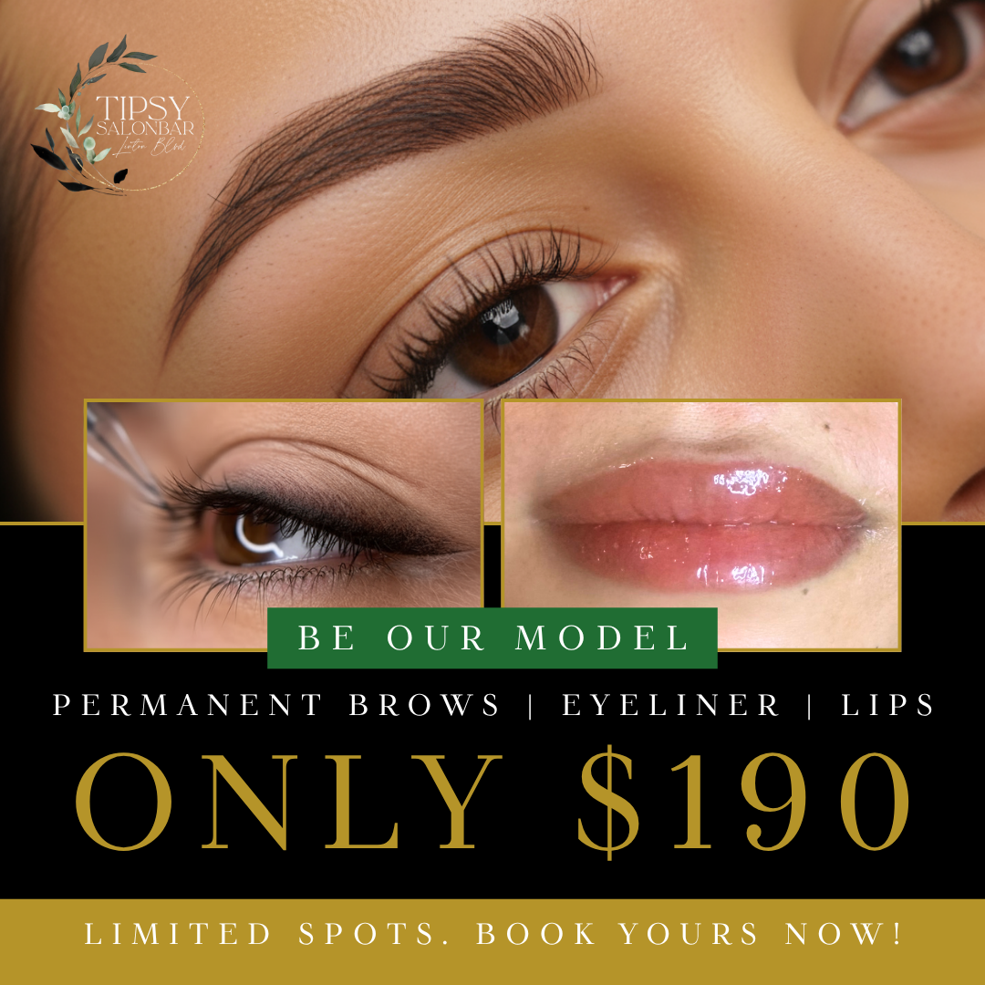 TIPSY Salon Skin.Ink Facebook ad: Brows, Lips or Eyeliner Only $190