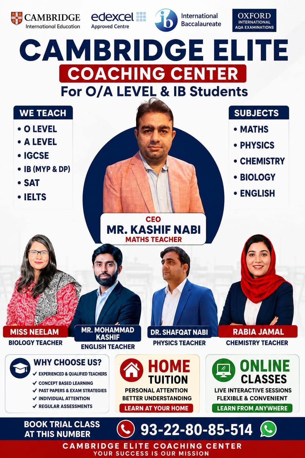 Cambridge Elite Math Physics Coaching Centre Facebook ad: Book Trial class