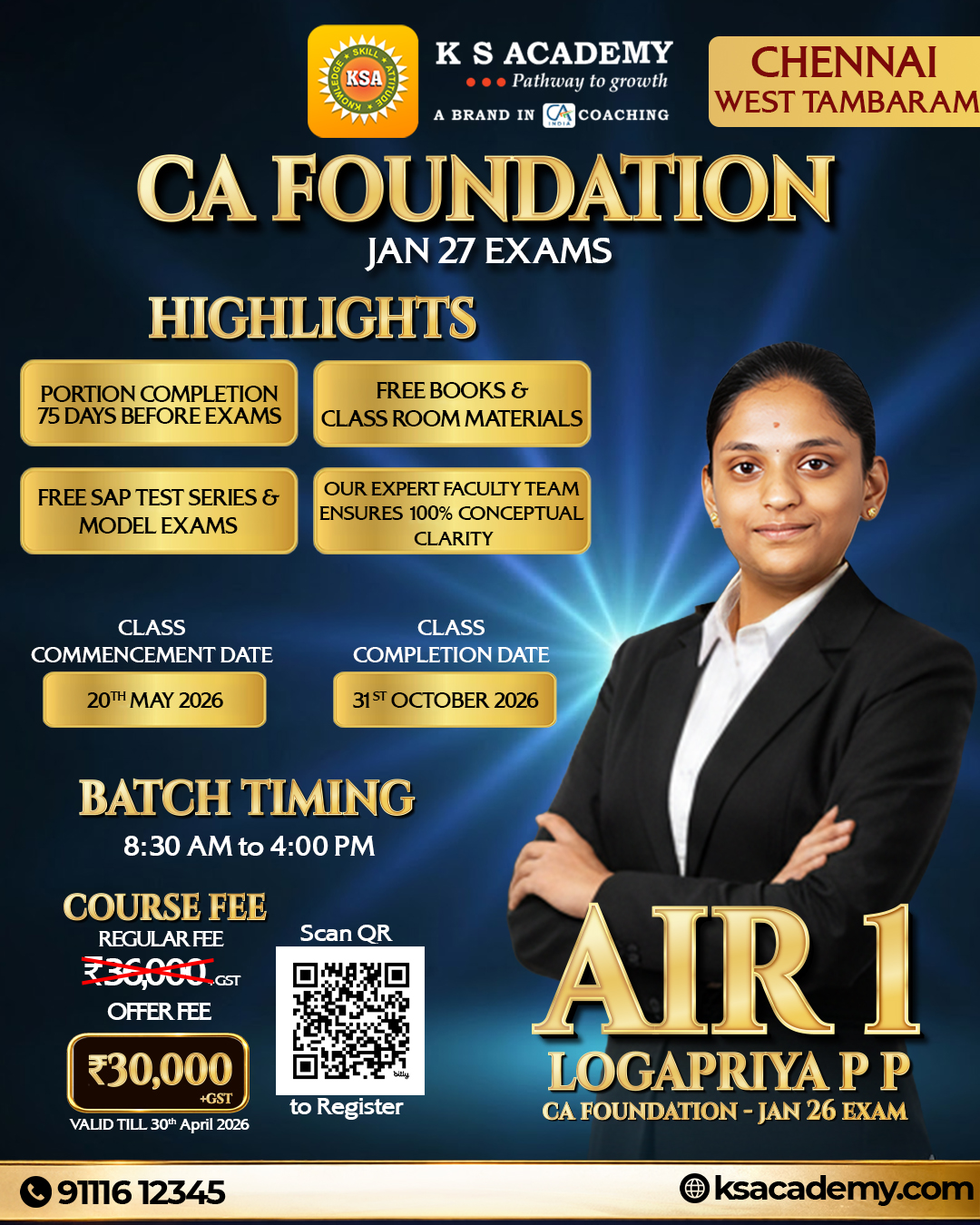 KS Academy Facebook ad: CA FOUNDATION, JAN 2027 Batch is commencing soon!