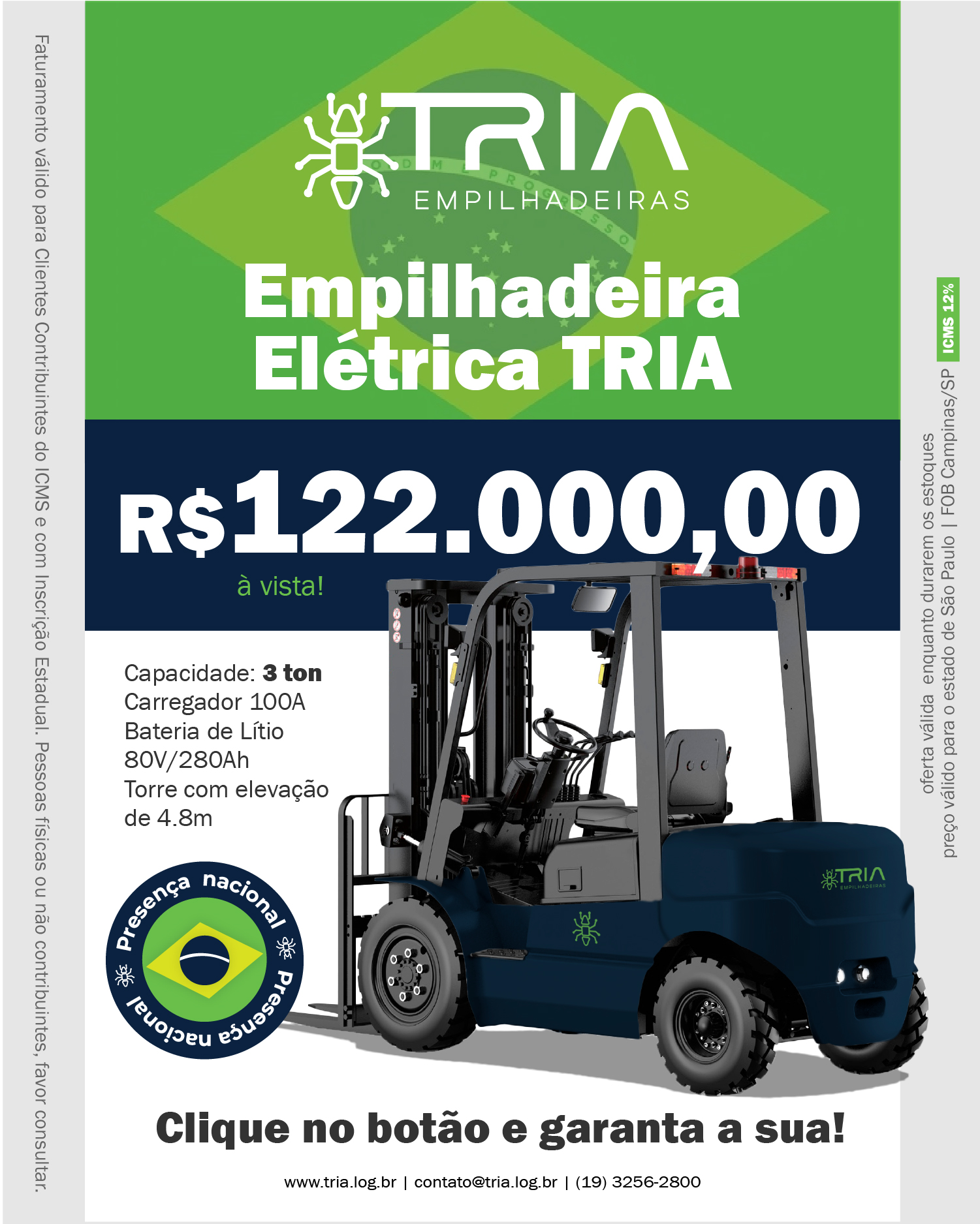 Tria Empilhadeiras Facebook ad: Converse conosco