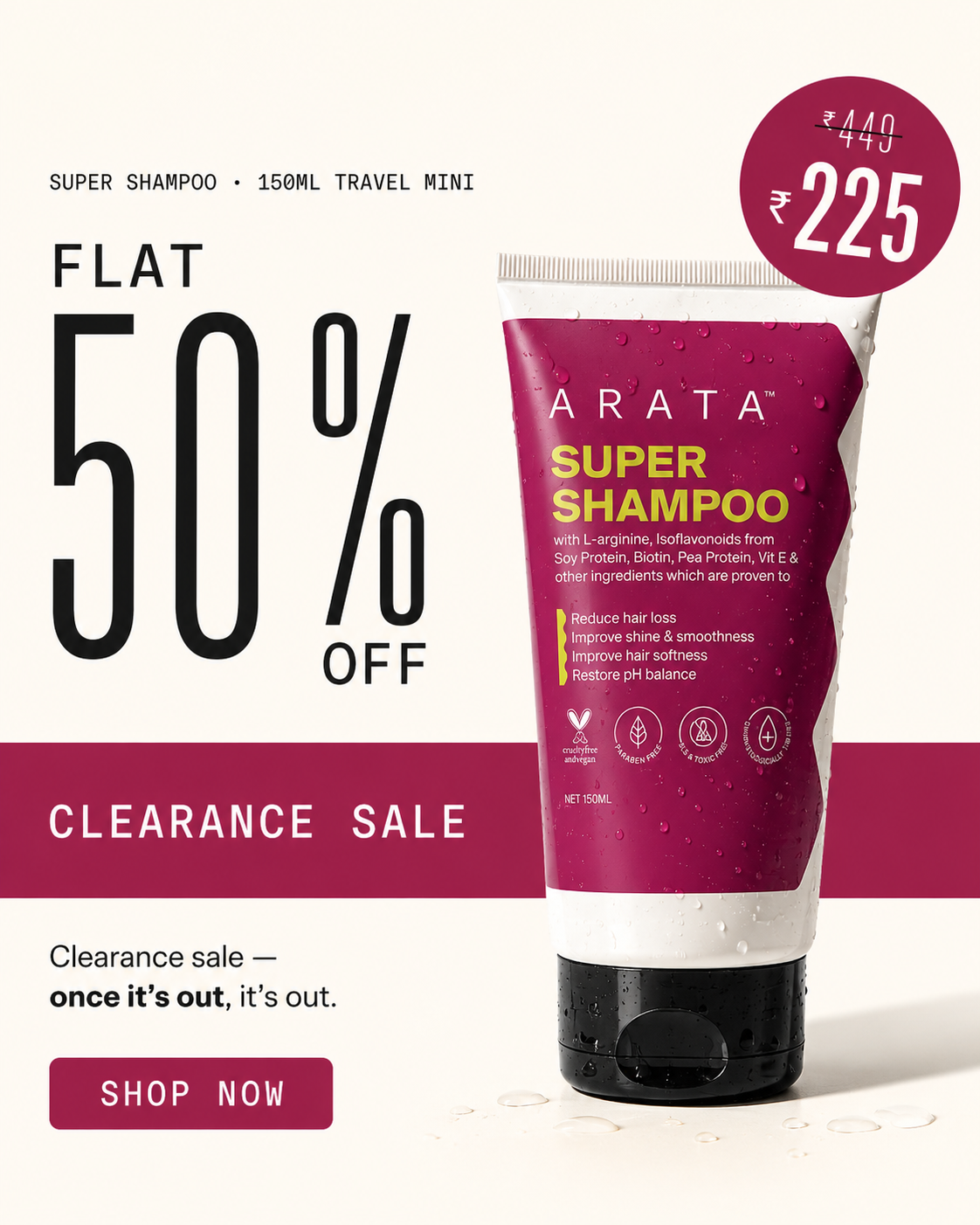 Arata Clearance Sale Facebook ad from Jun 28, 2026