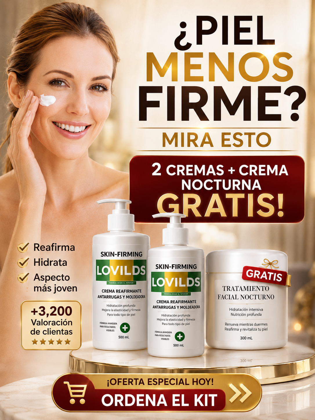 Emay Facebook ad: ¡PROMO ESPECIAL! 2 Cremas Reafirmantes LOVILDS de 500 ml +…