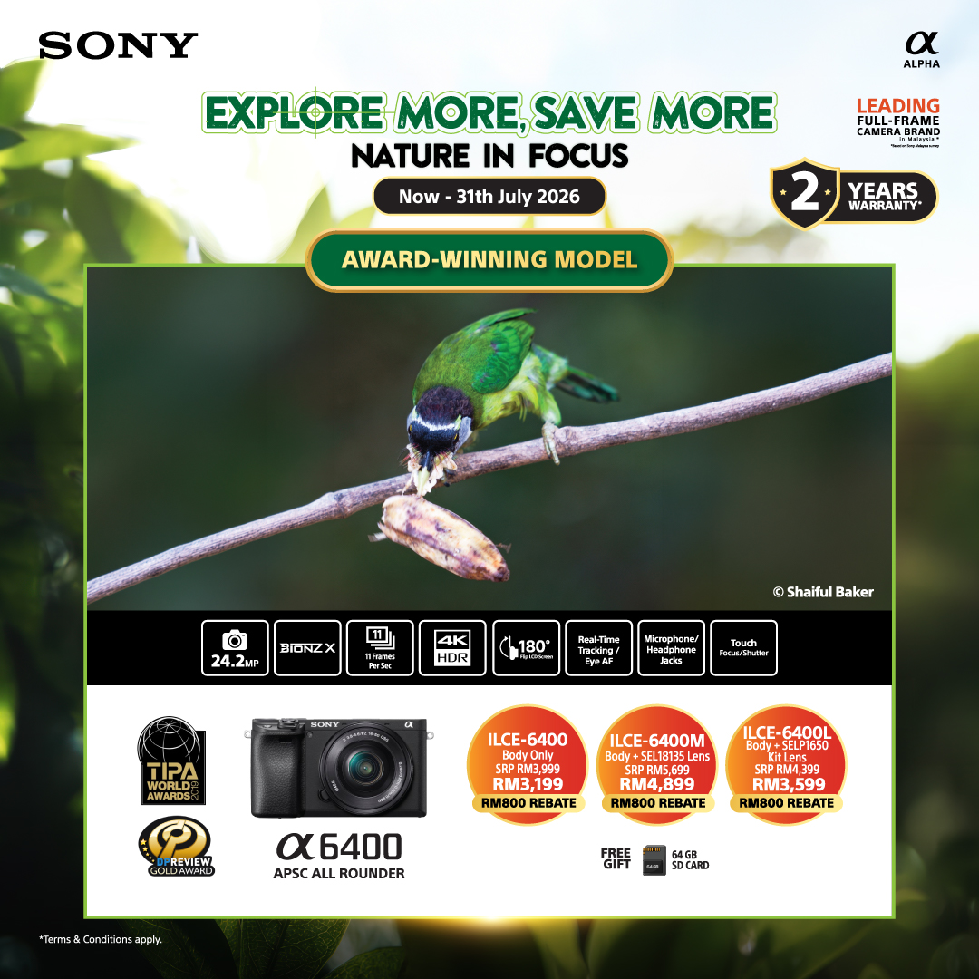 Sony Malaysia Facebook ad: Sony Alpha 6400 | From RM3,199 Only