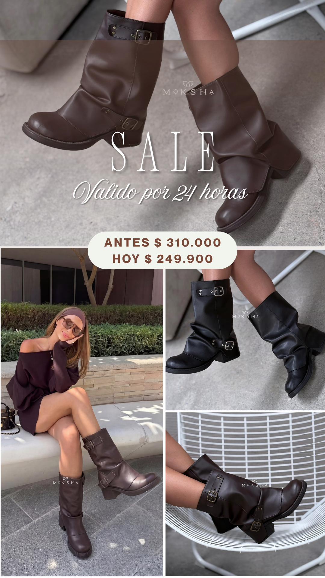Moksha boutique 2019 Facebook ad: Solo por 24 horas: Ahorra $60.000