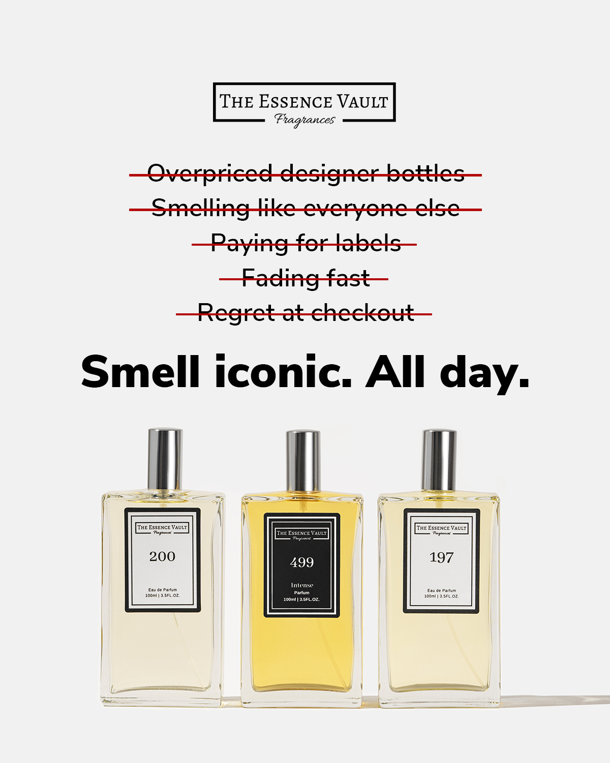The Essence Vault Facebook ad: Designer Inspired Fragrances For Less
