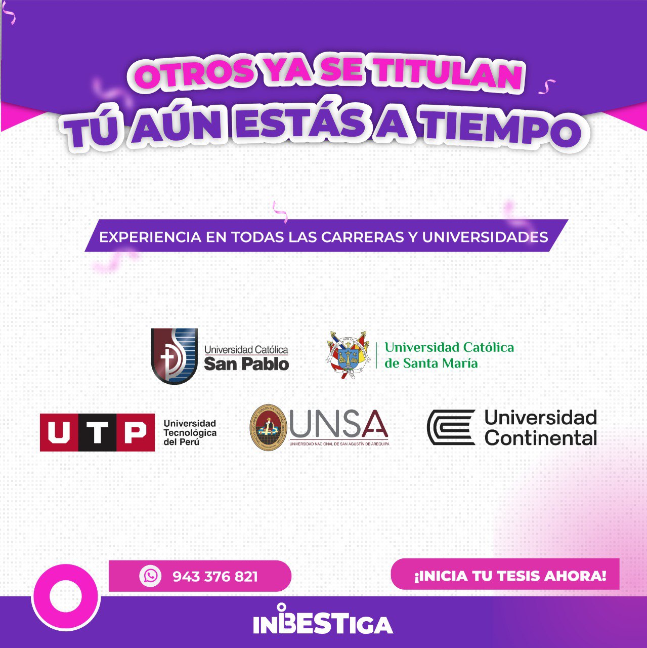 Inbestiga Arequipa Facebook ad: Inicia tu TESIS hoy