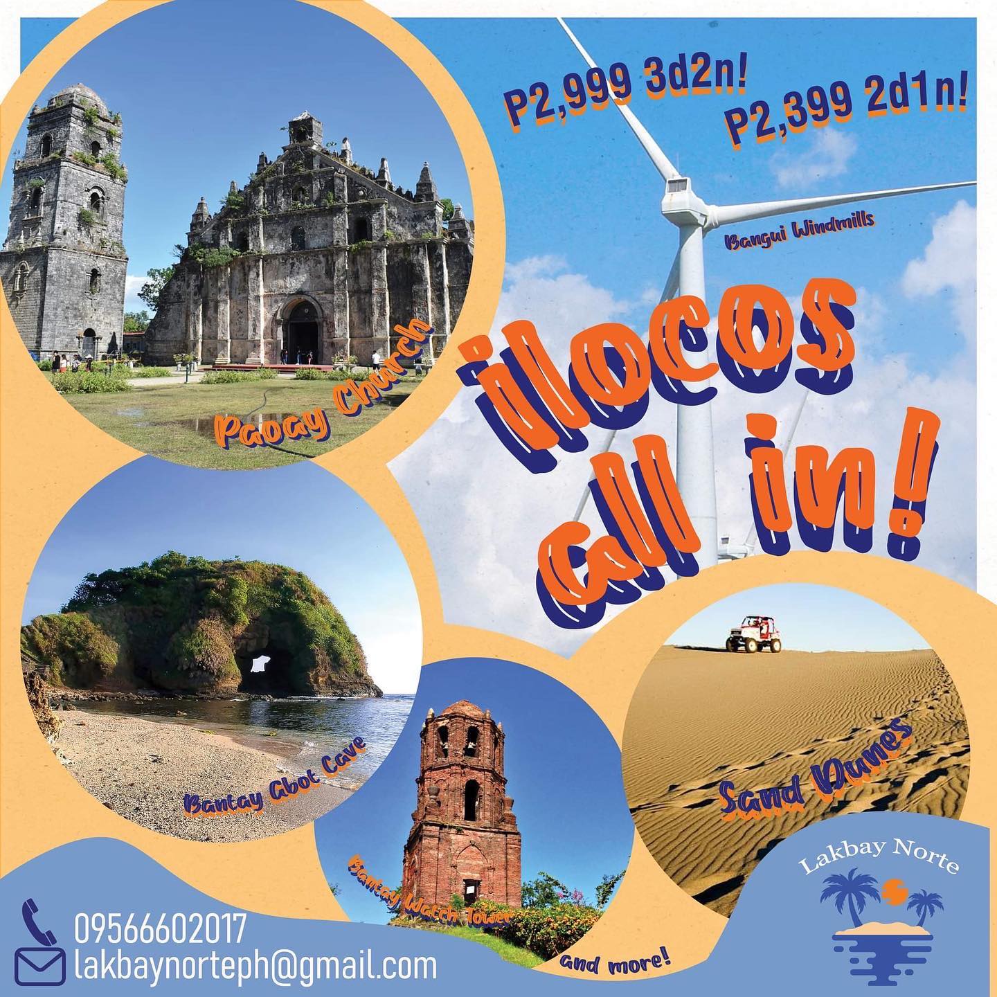 Lakbay Norte Travel and Tours Facebook ad: Tara na kulayan na natin ang TRAVEL mo