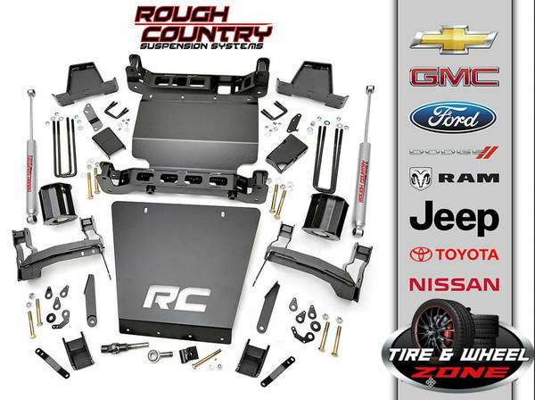 Tire & Wheel Zone Facebook ad: 6 Rough Country Lifts Starting At $1499 Installed!