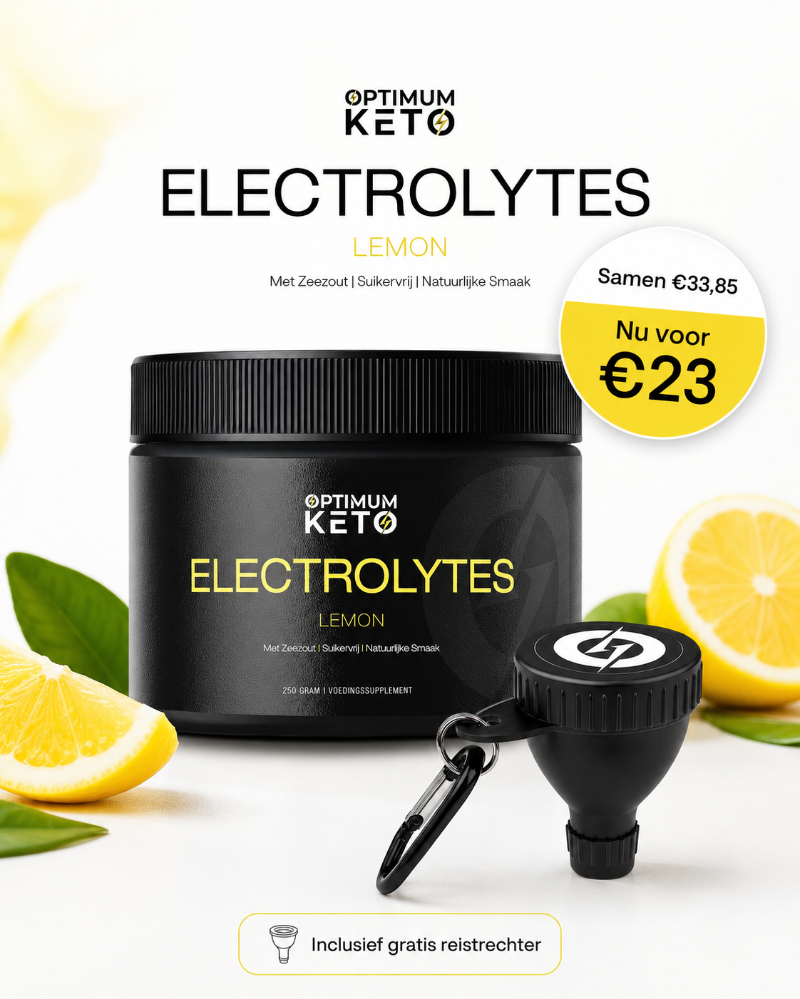 Optimum Keto Facebook ad: Met GRATIS reistrechter (t.w.v €3,95)