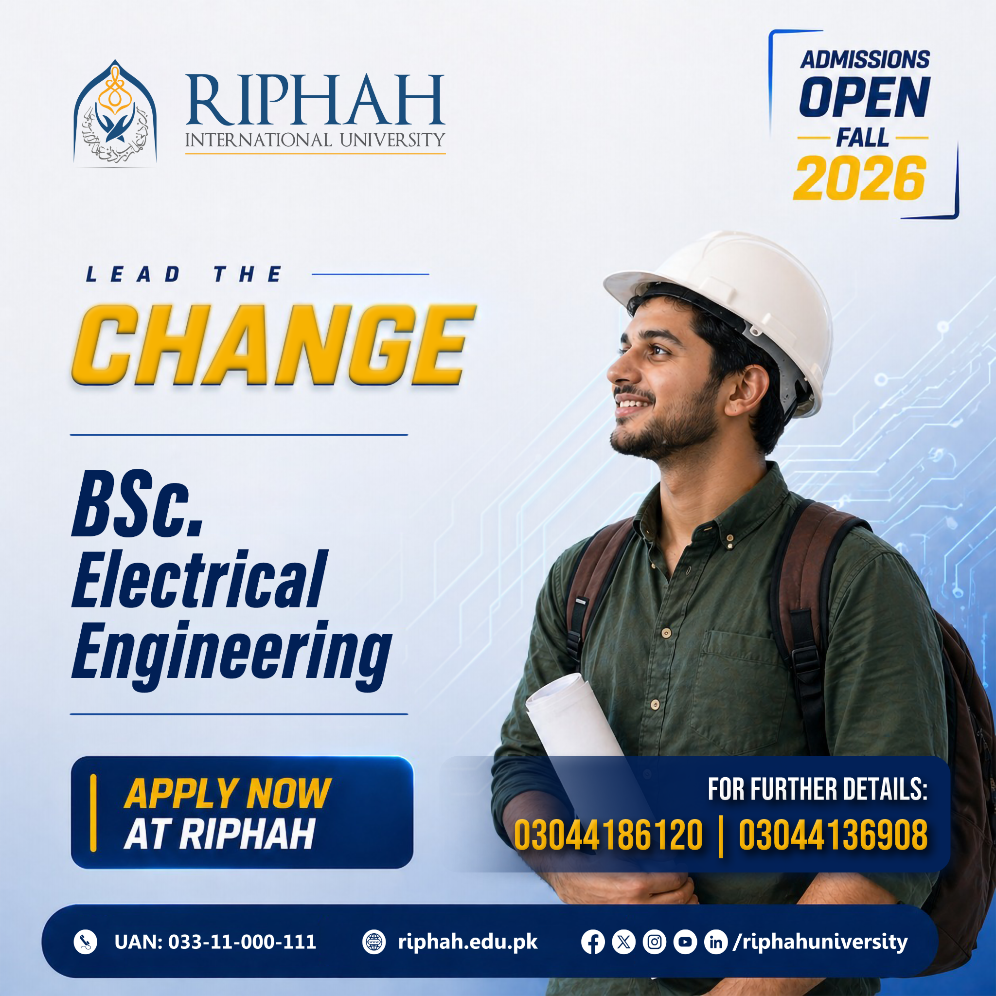 Riphah International University Facebook ad: Admissions Open Fall 2026