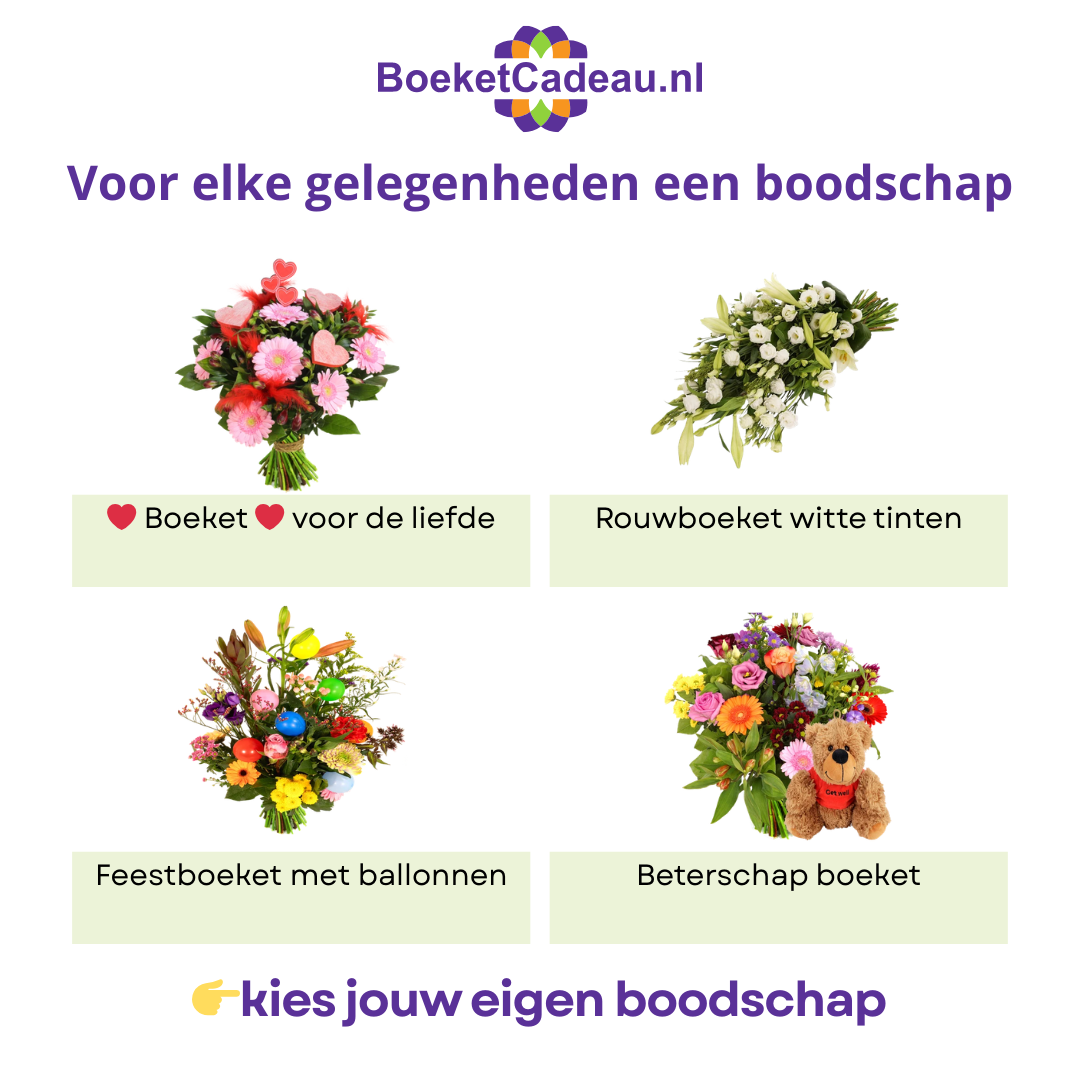 BoeketCadeau.nl Facebook ad: Een verrassing, een felicitatie of een hart onder…