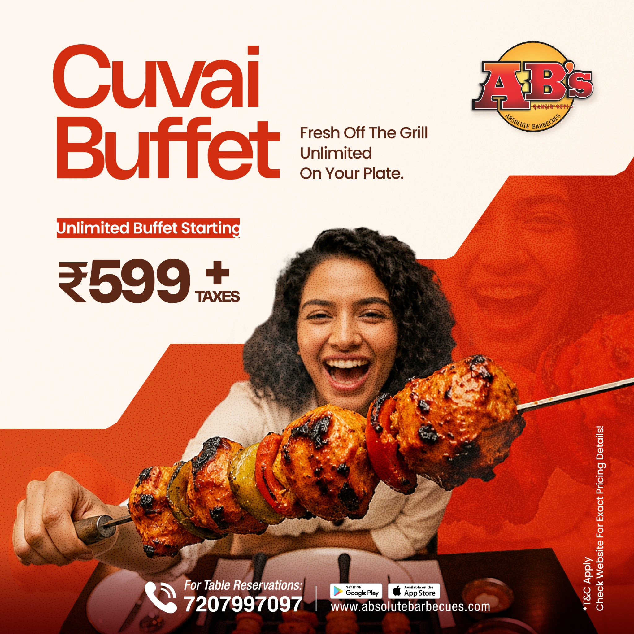 Absolute Barbecues India Facebook ad: Chennai's Ultimate Cuvai Buffet!