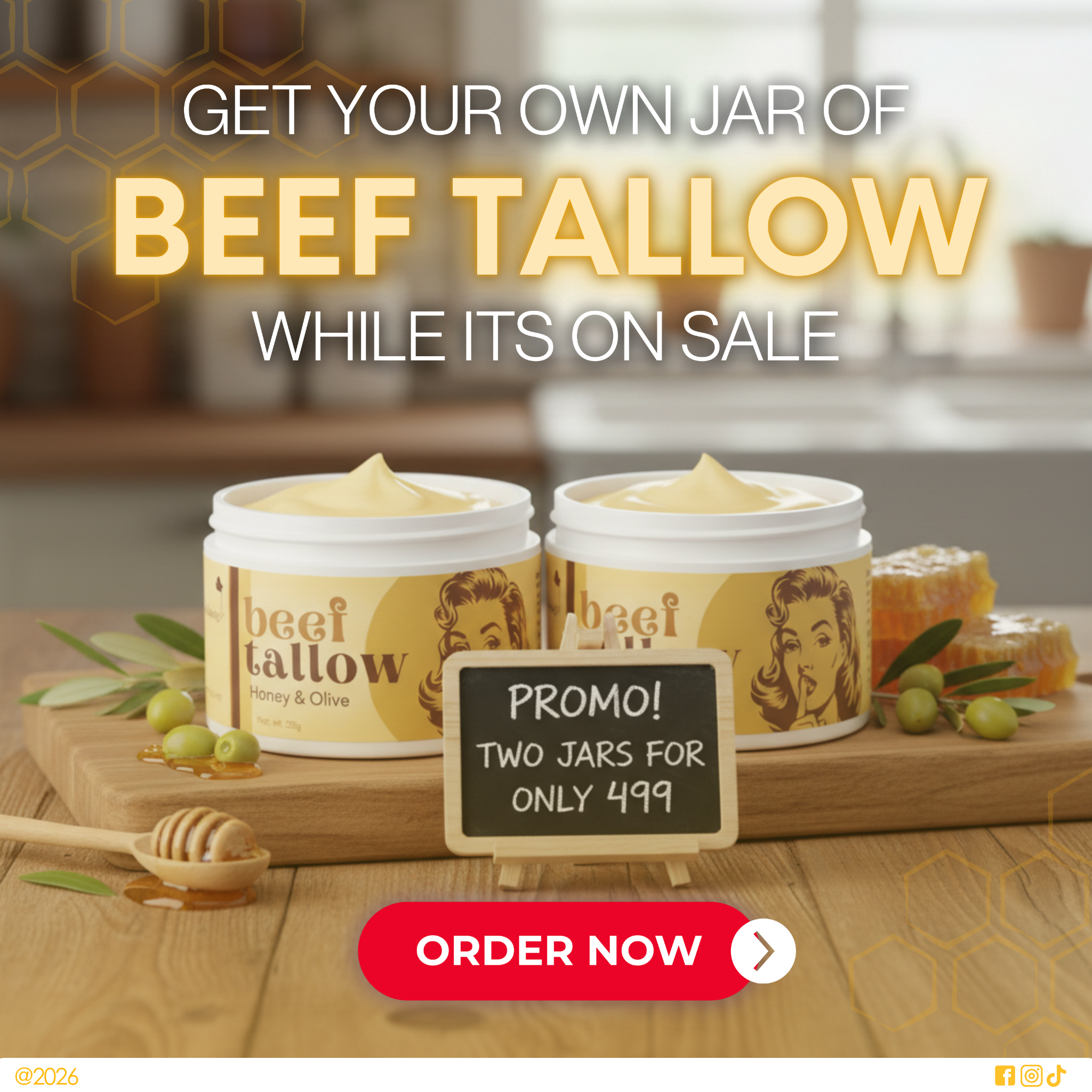 Premium Beef Tallow Facebook ad: 2 Jars for Only ₱499