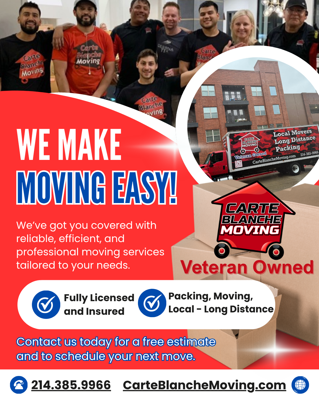 Carte Blanche Moving Facebook ad: Apts - Houses - Offices