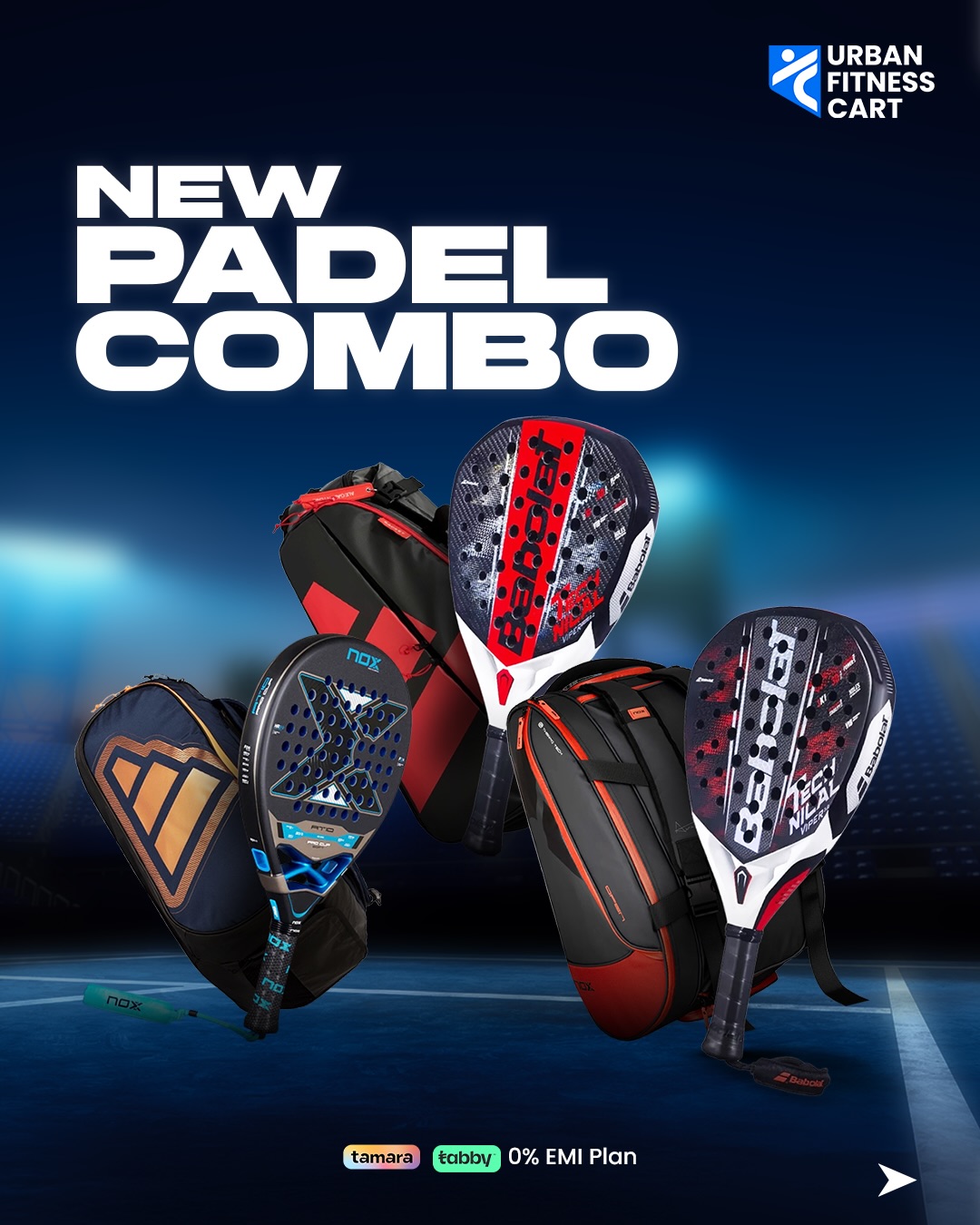 Urban Fitness Cart Facebook ad: NEW PADEL COMBOS ARE LIVE!