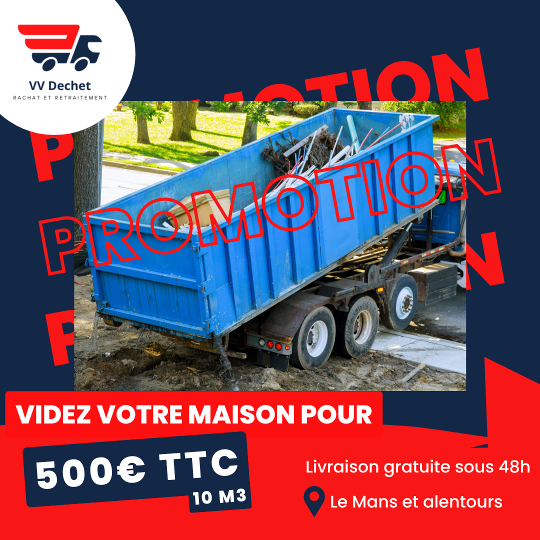 VV Déchet Facebook ad: Location de benne, ramassage de déchets & rachat de métaux…