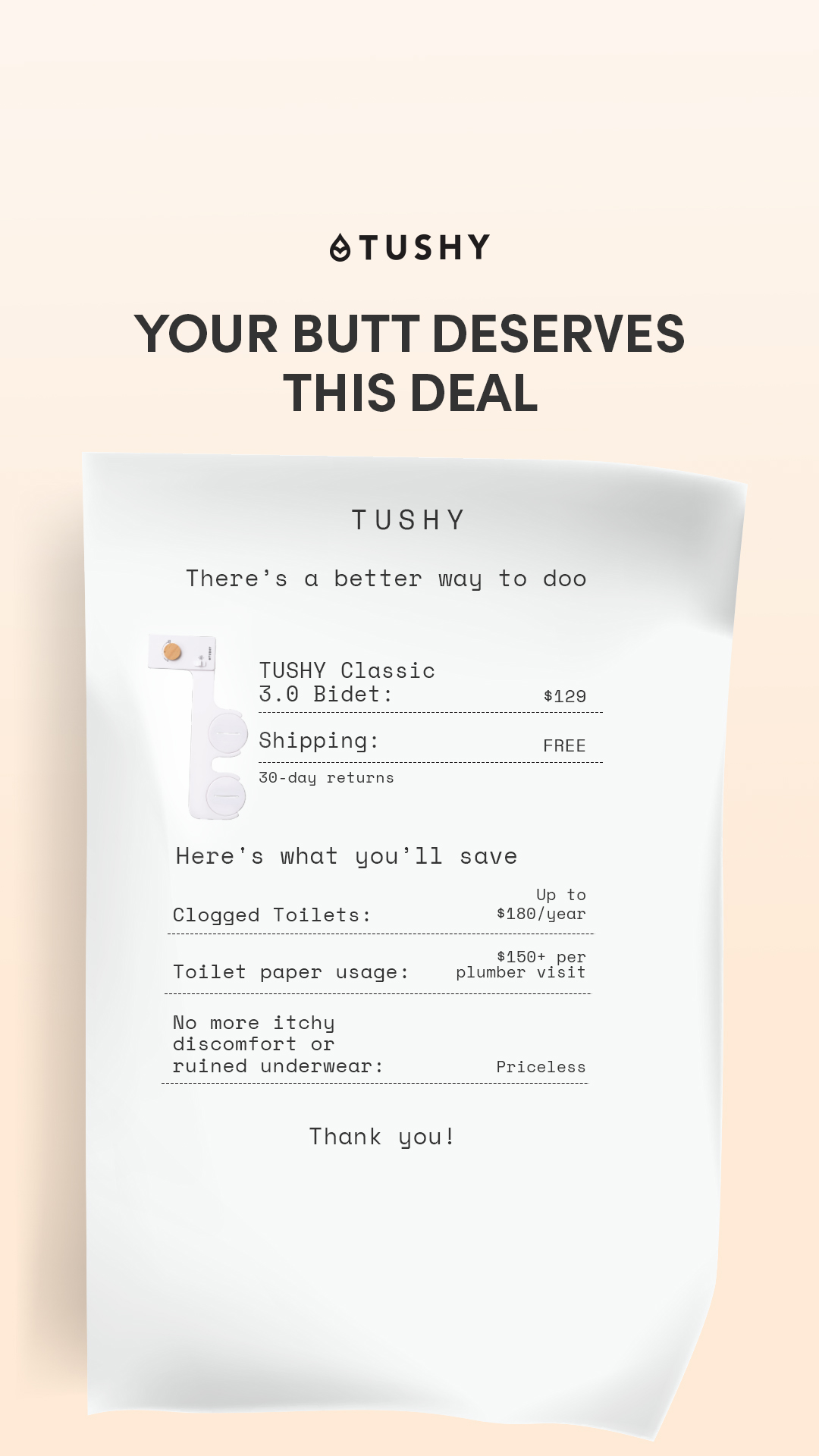 TUSHY Facebook ad