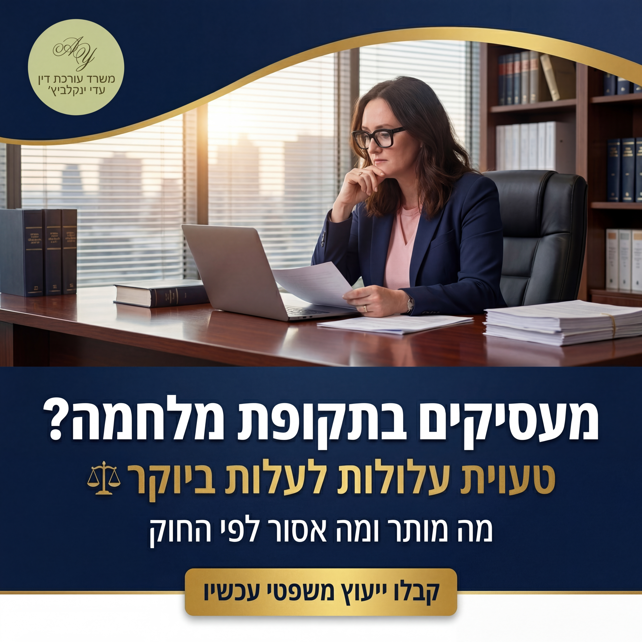 עוד עדי ינקלביץ - דיני עבודה Facebook ad: עו״ד עדי ינקלביץ׳ משרד עריכת דין, ליווי משפטי למעסיקים…