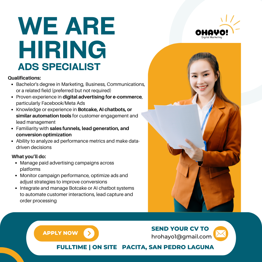 Ohayo Digital Facebook ad: HIRING ADS SPECIALIST