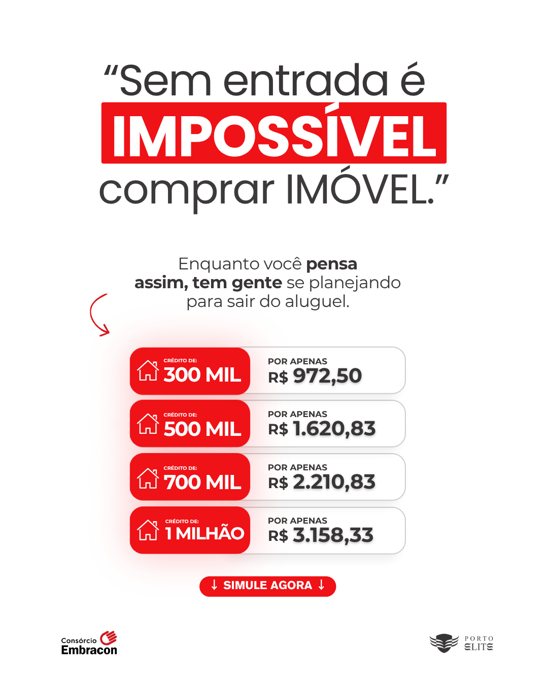 Elite Consórcios Porto Seguro Facebook ad: Consórcio Embracon