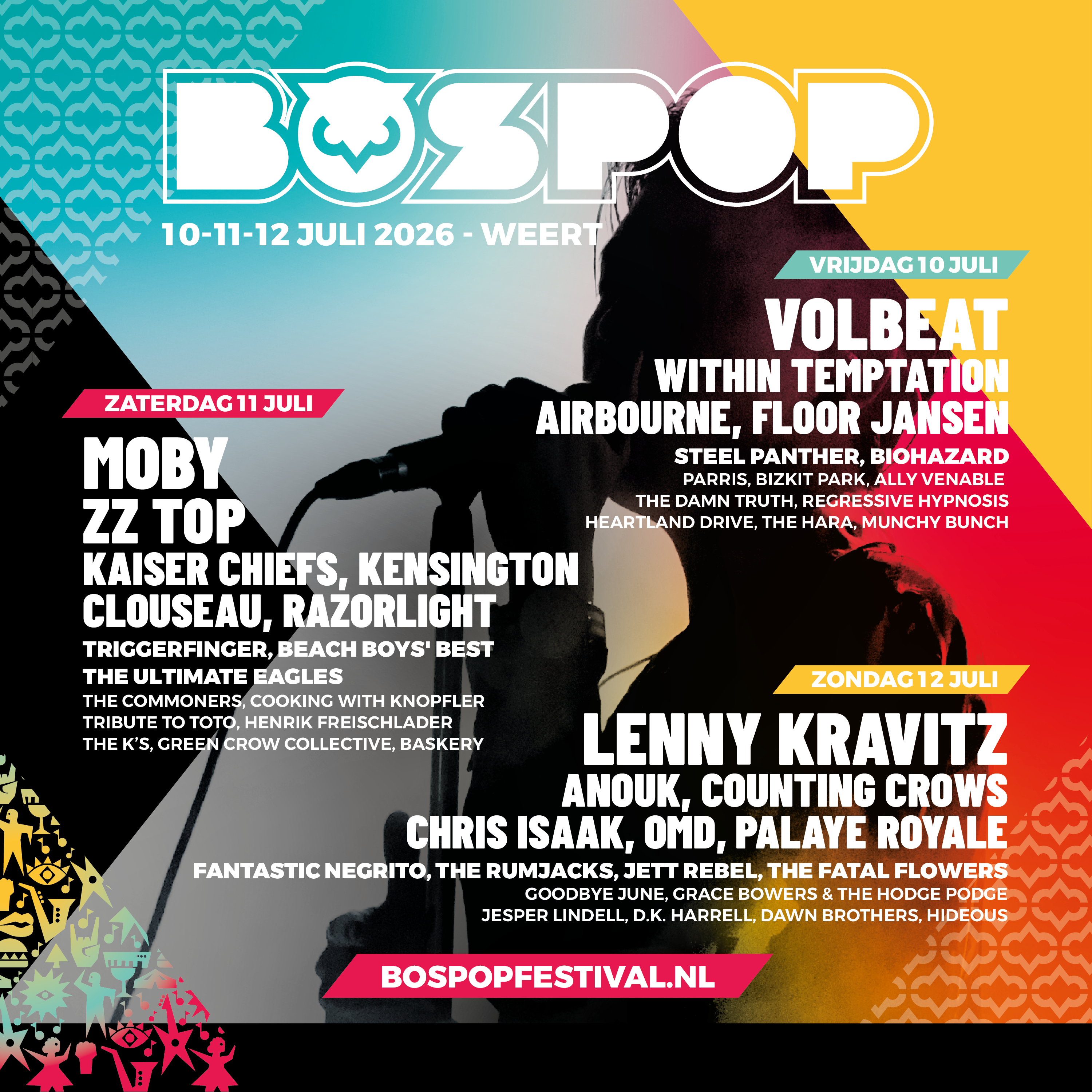 Bospop Festival Facebook ad: Lenny Kravitz, Volbeat, Moby en ZZ Top in…