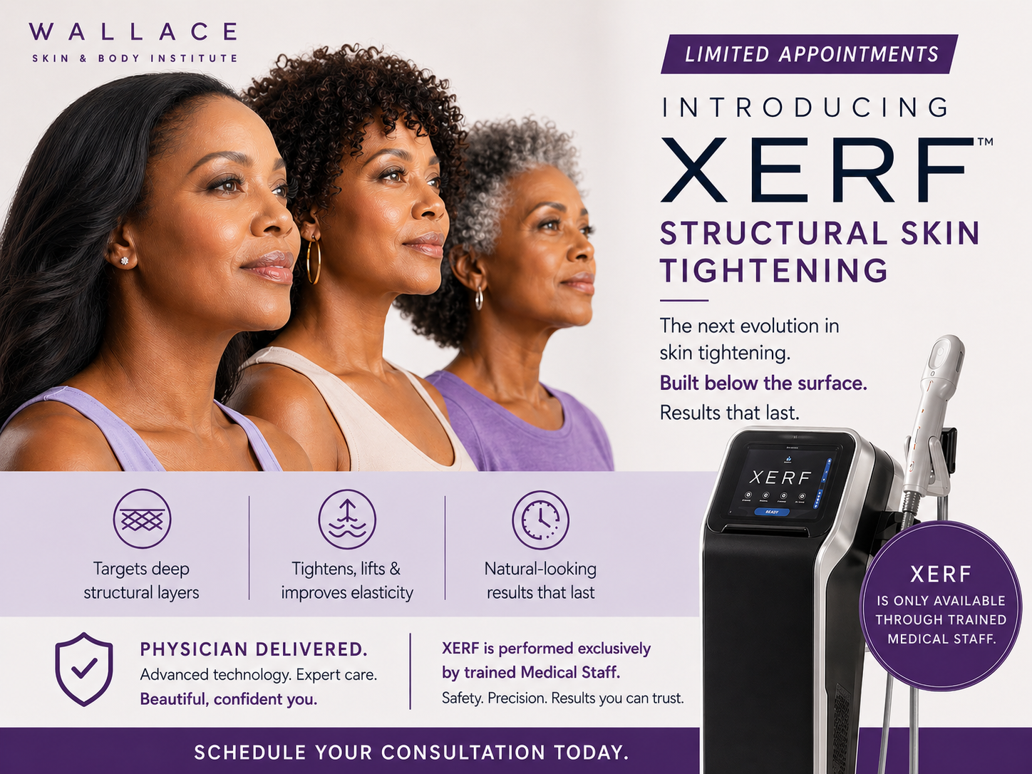 Wallace Skin and Body Institute Facebook ad: Facelift Energy. Zero Facelift.