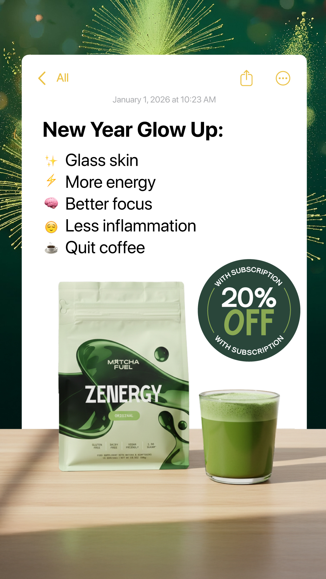 Matcha Fuel Facebook ad