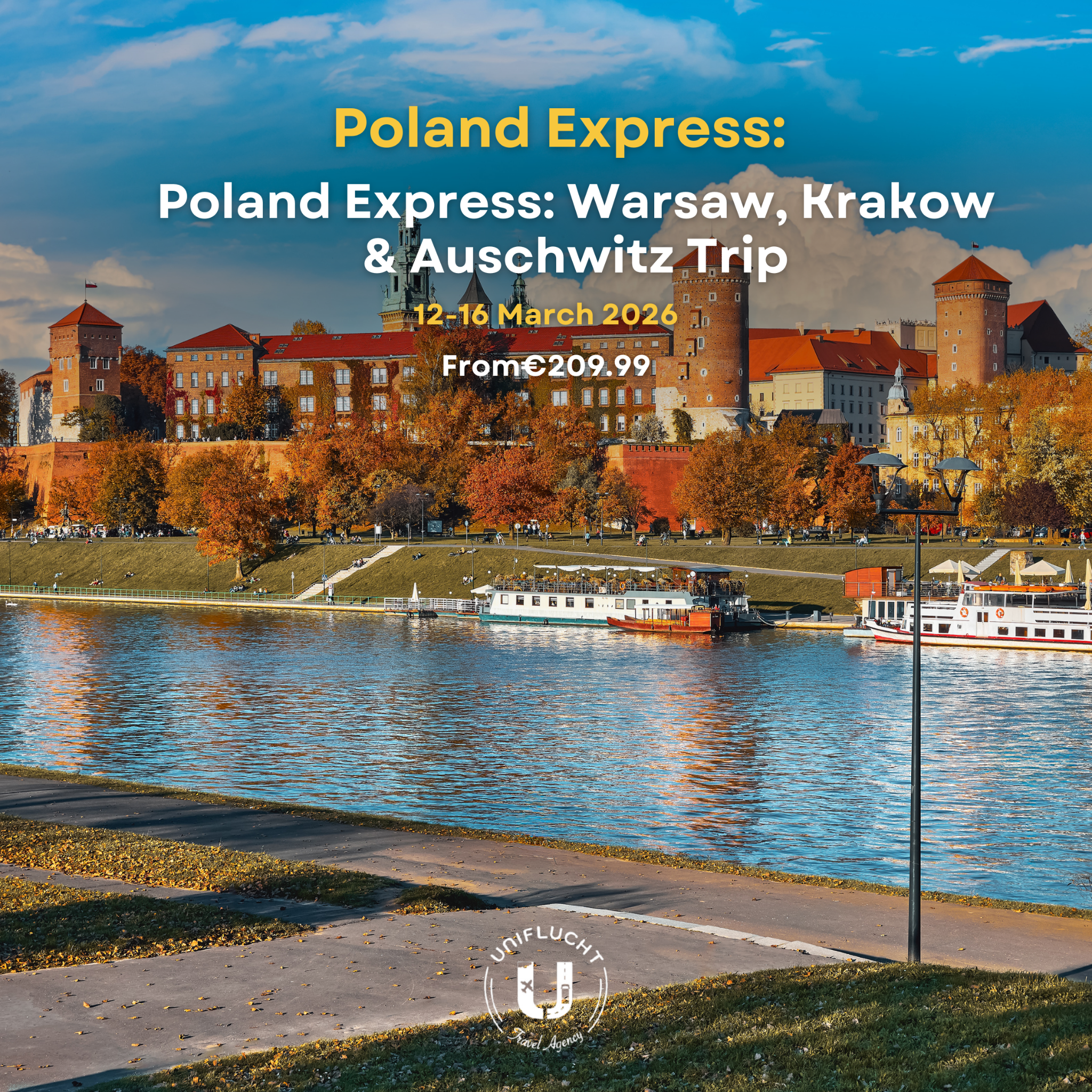 Uniflucht Facebook ad: Poland Express: Warsaw, Krakow & Auschwitz Trip in…