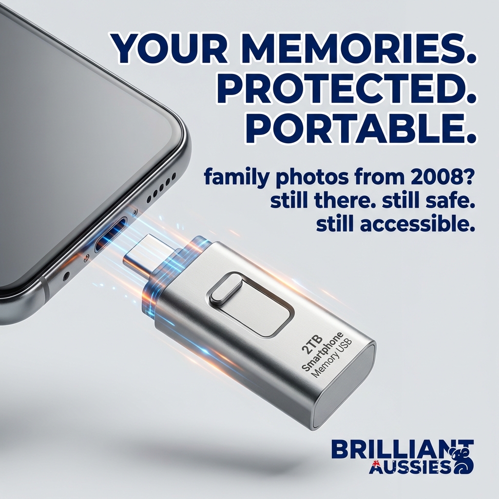 Brilliant Aussies Facebook ad: No More Deleting Photos | Free Delivery OZ Wide