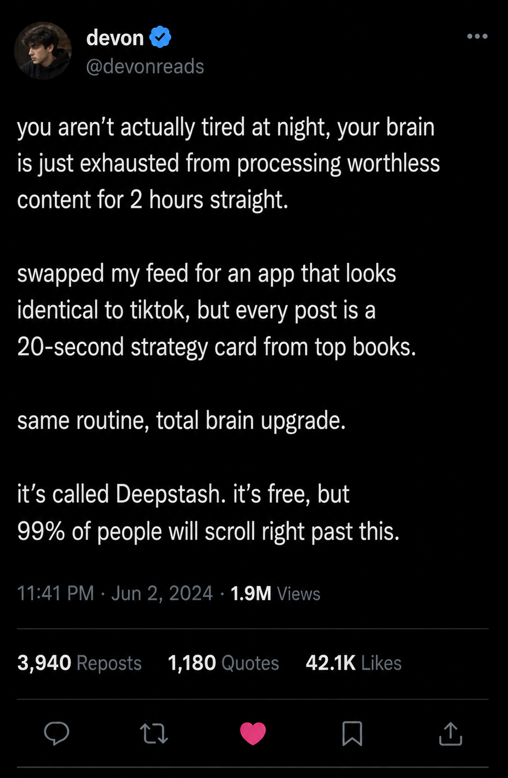 Deepstash Facebook ad
