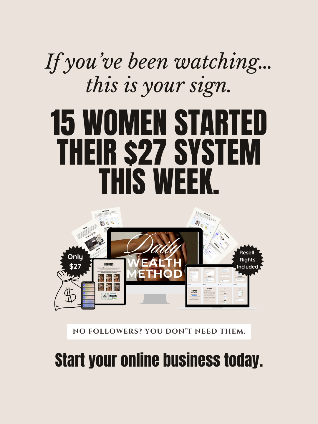 thefacelesswealthera Facebook ad: Start Your $27 Digital Product Business Today