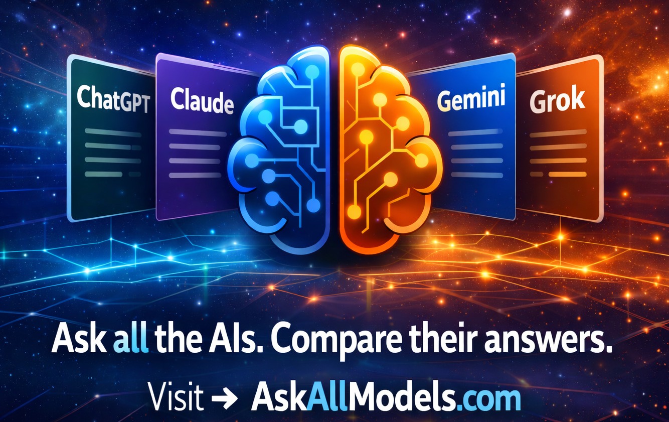 Askallmodels Facebook ad: One Question. All AI Models.