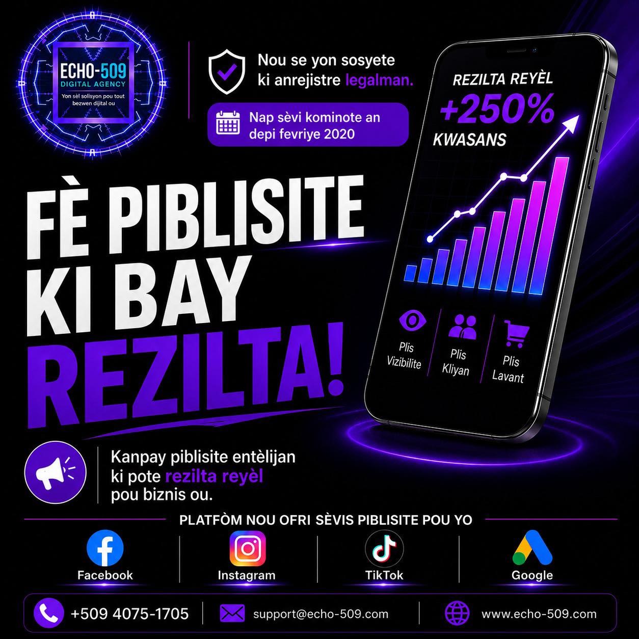 Echo-509 Digital Agency Facebook ad: Biznis ou merite pou plis moun wè li.
