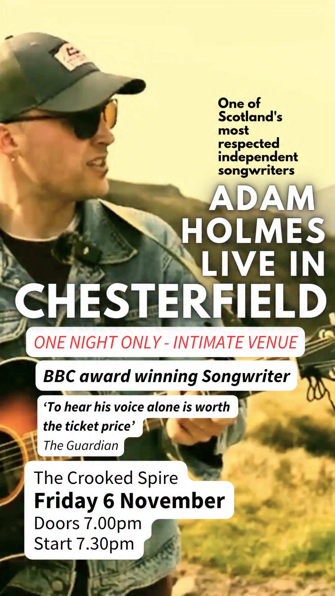Adam Holmes Music Facebook ad: Chesterfield, The Crooked Spire