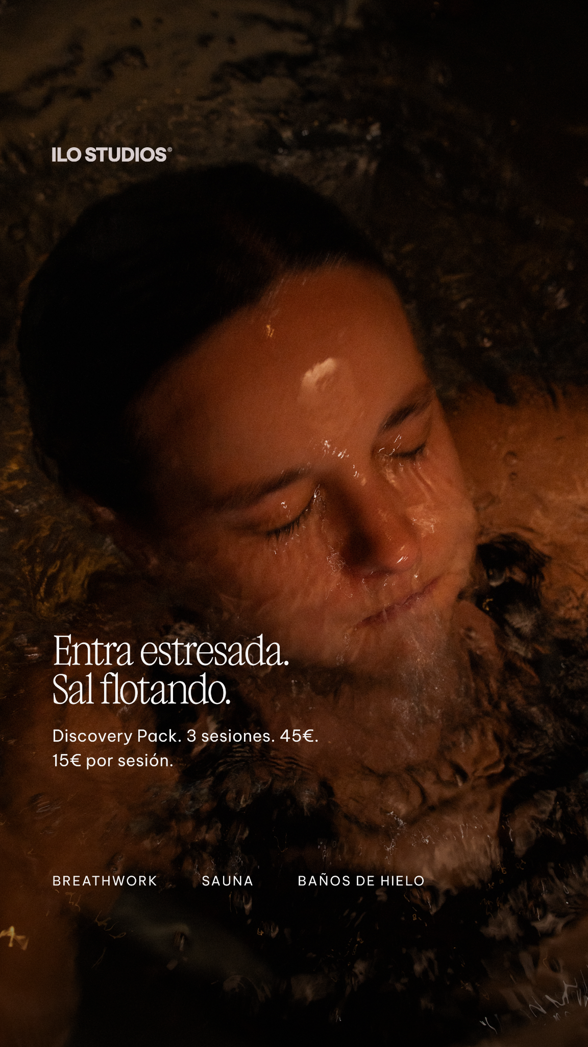 Ilo studios Facebook ad: Sauna, baño de hielo y breathwork guiado en…