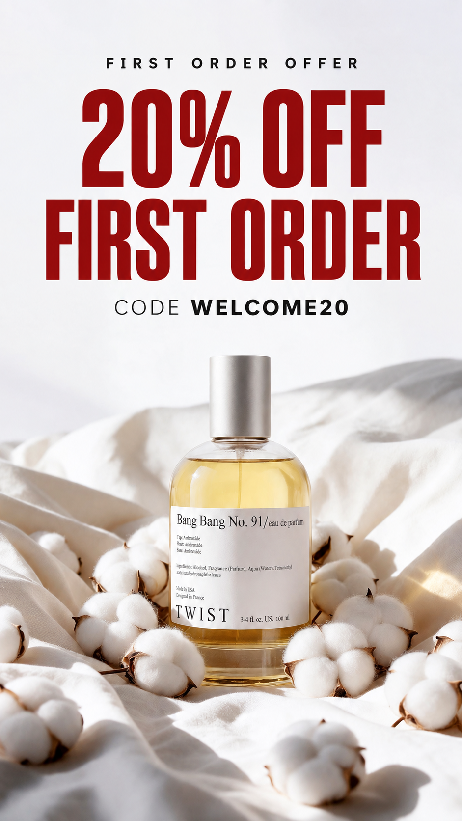 Twist Perfumes Facebook ad: 20% Off Your First Order