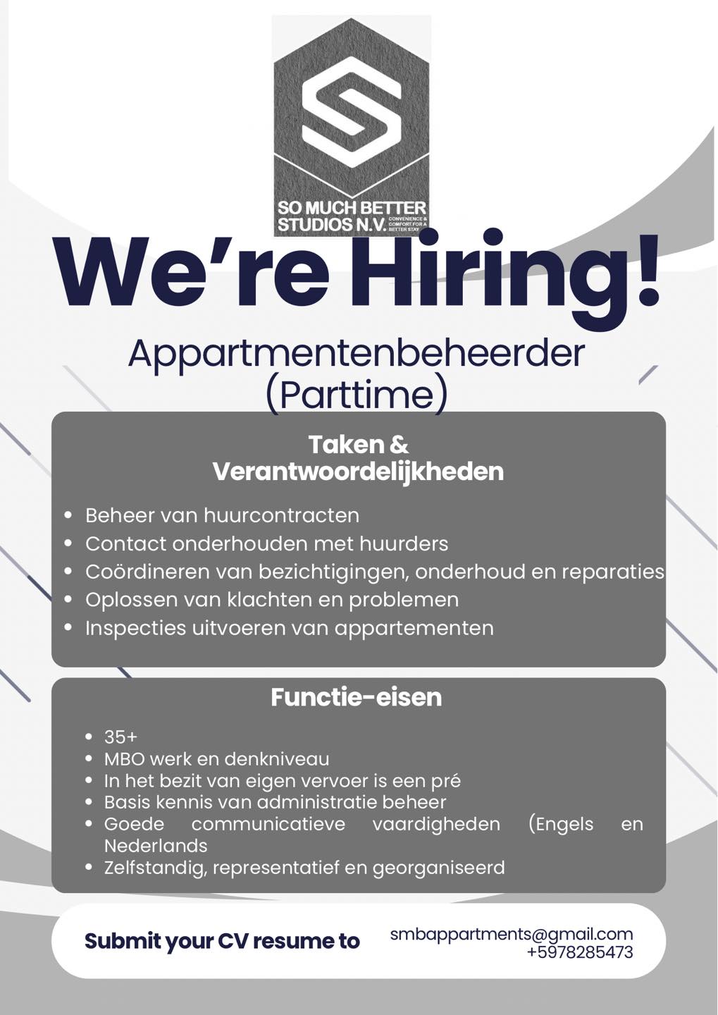 So Much Better Studios N.V. Facebook ad: Wij zijn op zoek naar een (parttime) Property…