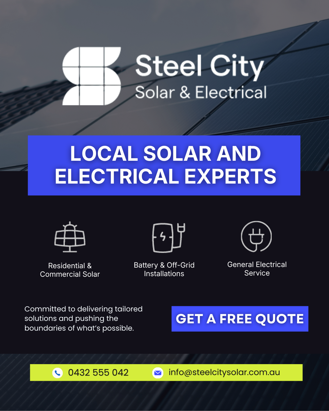 Steel City Solar and Electrical Facebook ad: Professional Solar and Electrical solutions