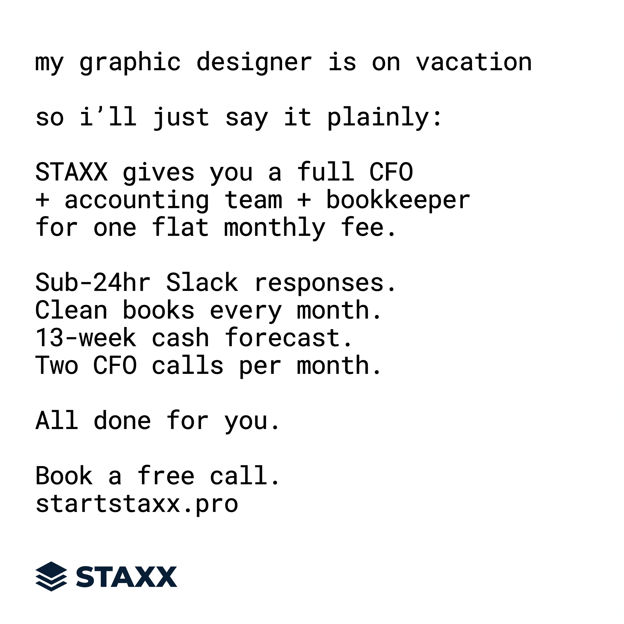 STAXX Facebook ad