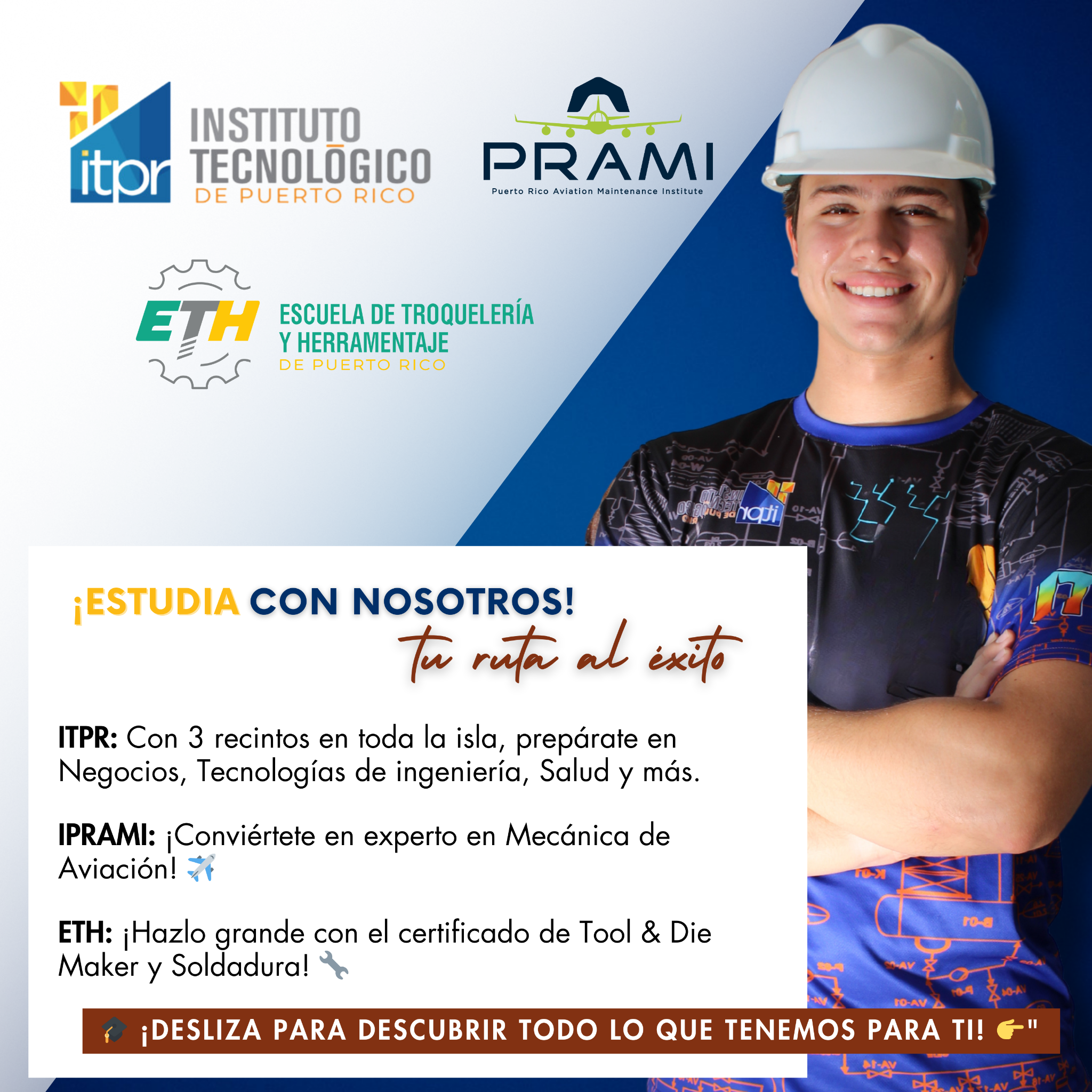 Instituto Tecnológico de Puerto Rico Facebook ad: ¡Tu ruta al éxito comienza aquí!