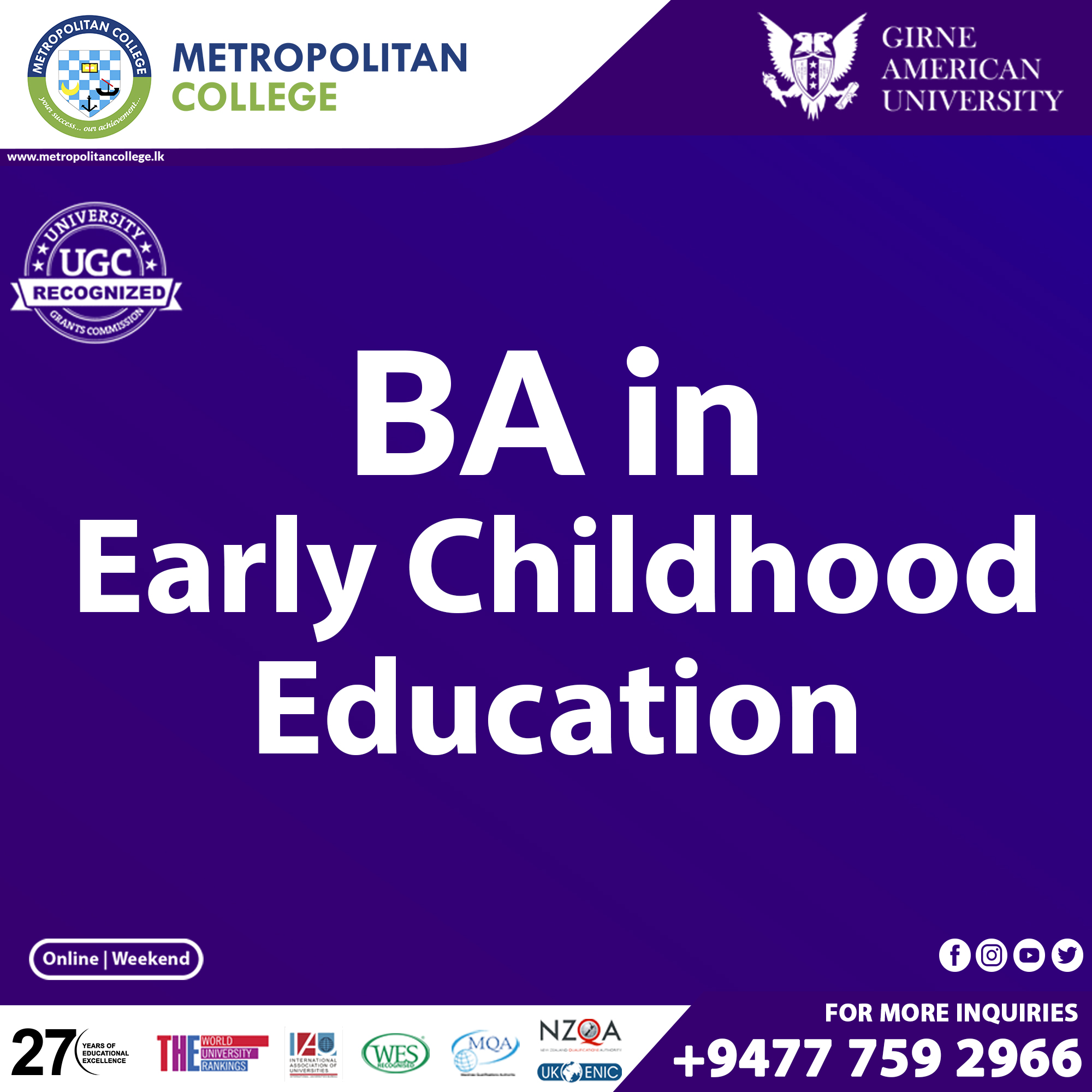 Metropolitan College Facebook ad: Learn about the global language and the skills…