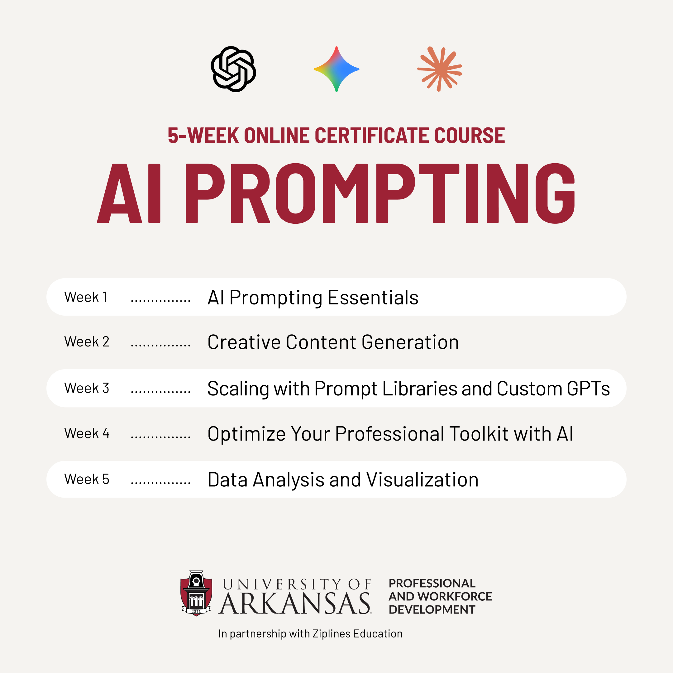U of A Professional and Workforce Development Facebook ad from May 19, 2026