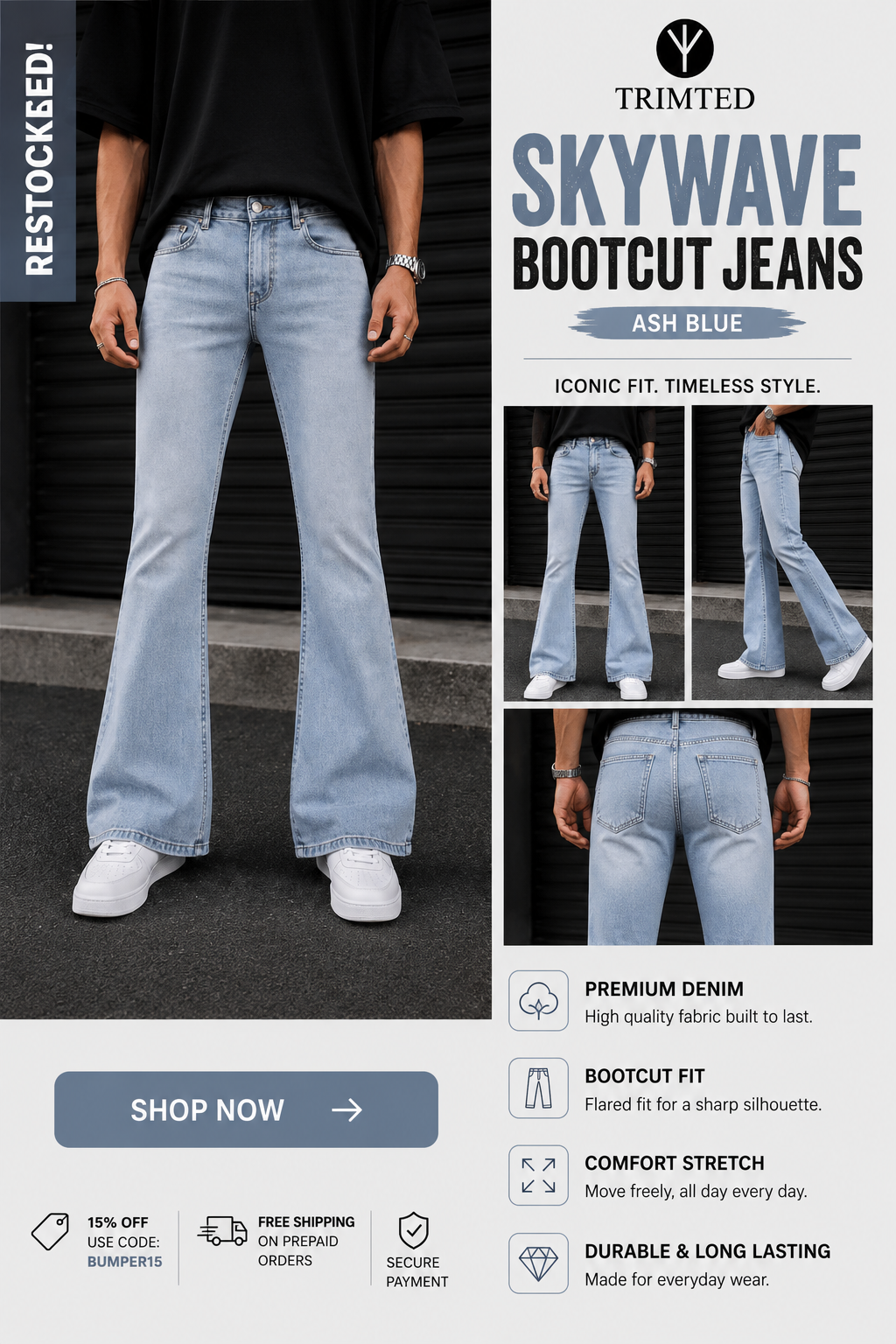 Trimted Facebook ad: TRIMTED Skywave Bootcut