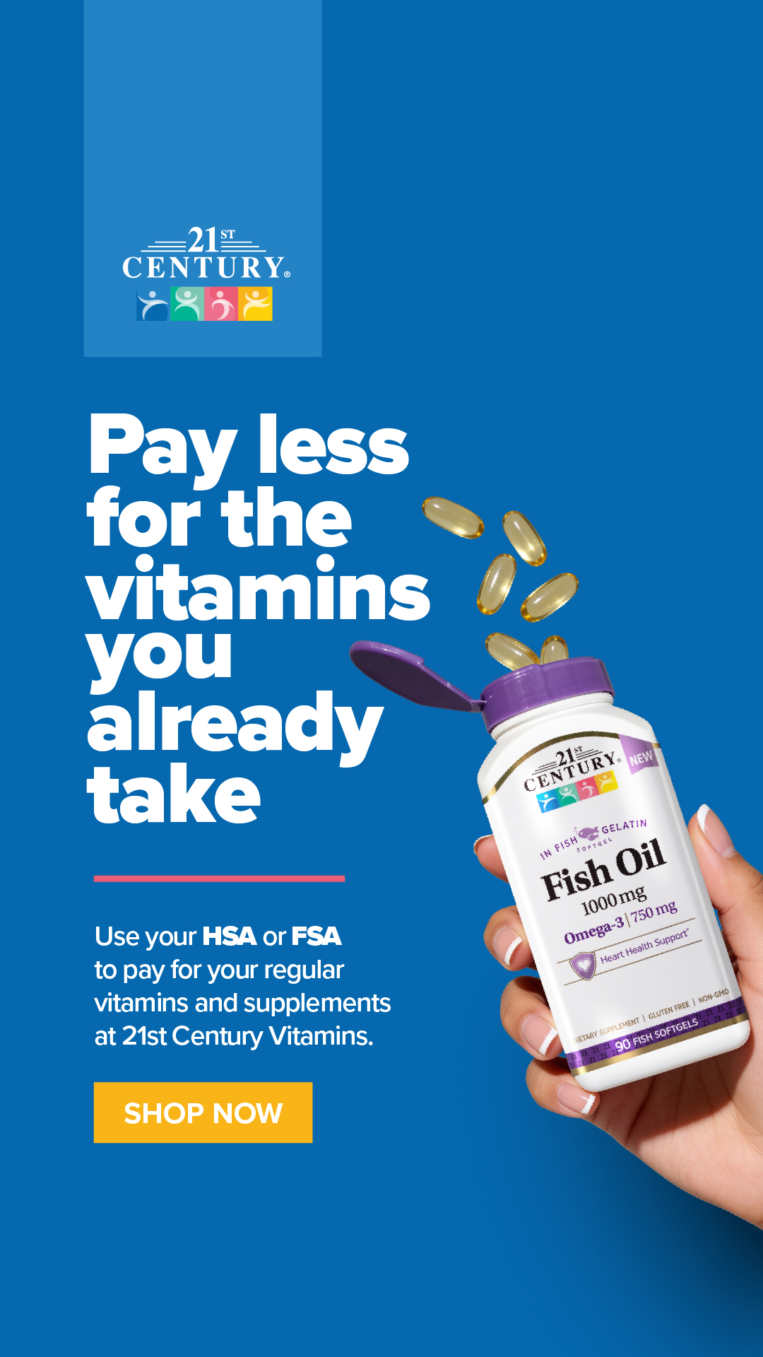 21st Century Vitamins Facebook ad: Now Accepting FSA & HSA Cards