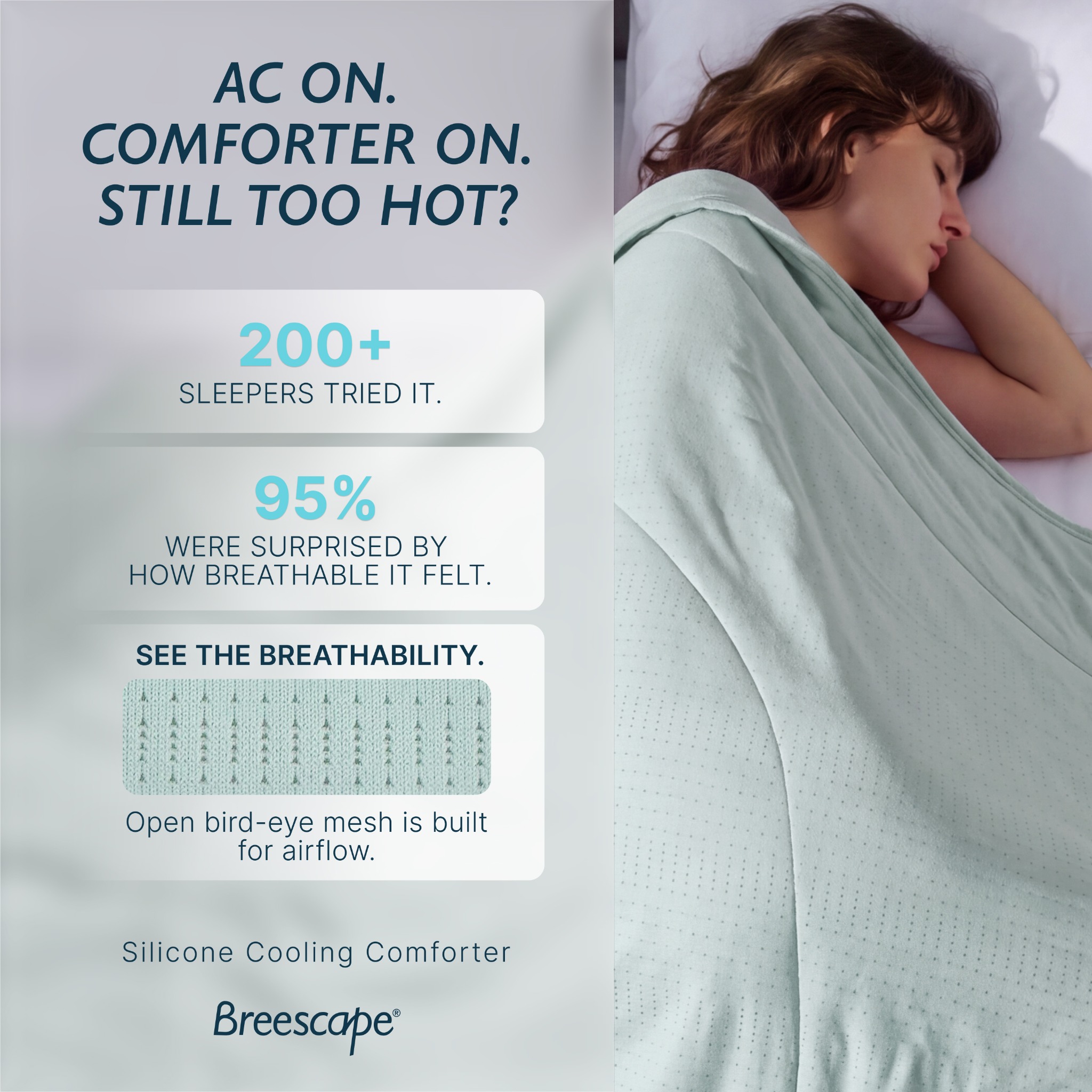 Breescape Facebook ad: Silicone Cooling Comforter