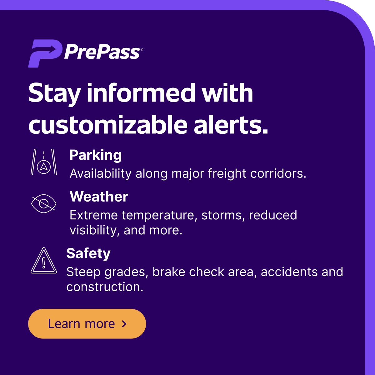 PrePass Facebook ad: Stay Ahead with PrePass Mobile