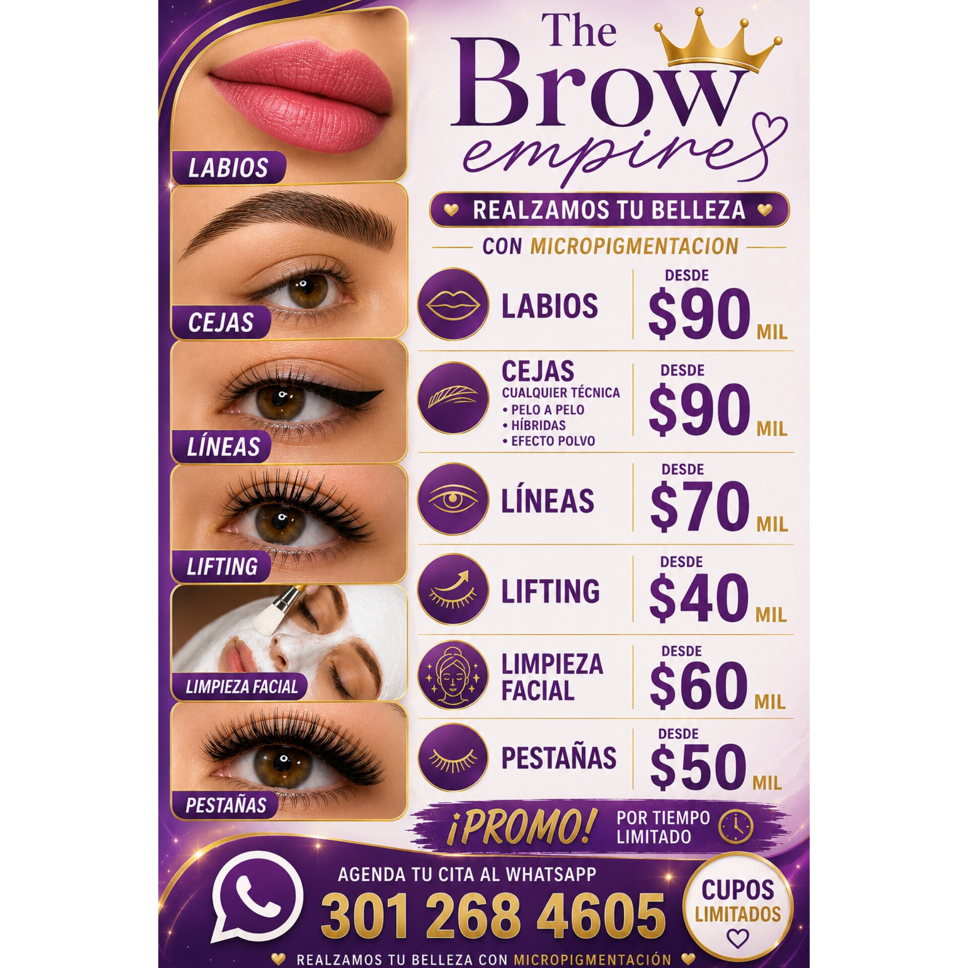 The brow Empire Facebook ad: En The Brow Empire realzamos tu belleza con técnica, arte…