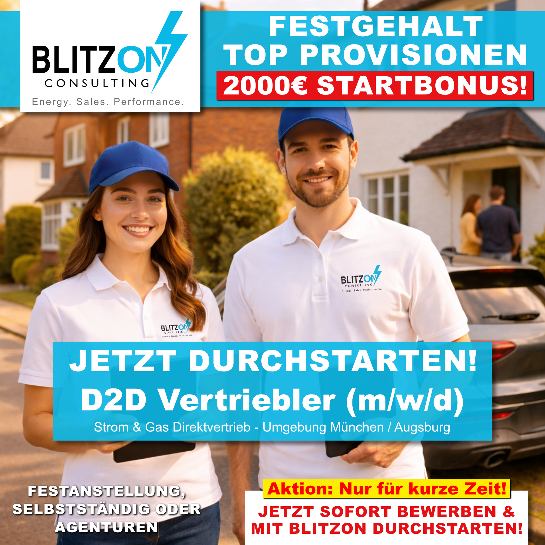 BlitzON Consulting OHG Facebook ad: D2D-Vertrieb: Startbonus & Top-Verdienst