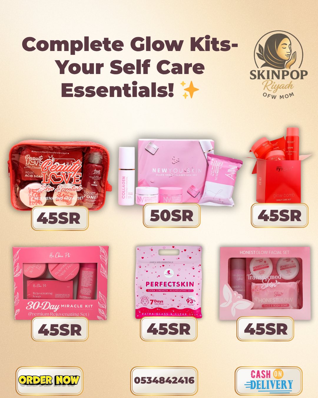 SkinPop Riyadh Facebook ad: Kaya ng ganda mong labanan ang pagod, puyat…
